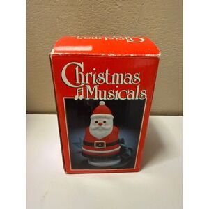 Vintage 1986 Action International Ceramic Santa Claus Music Box Christmas 10373